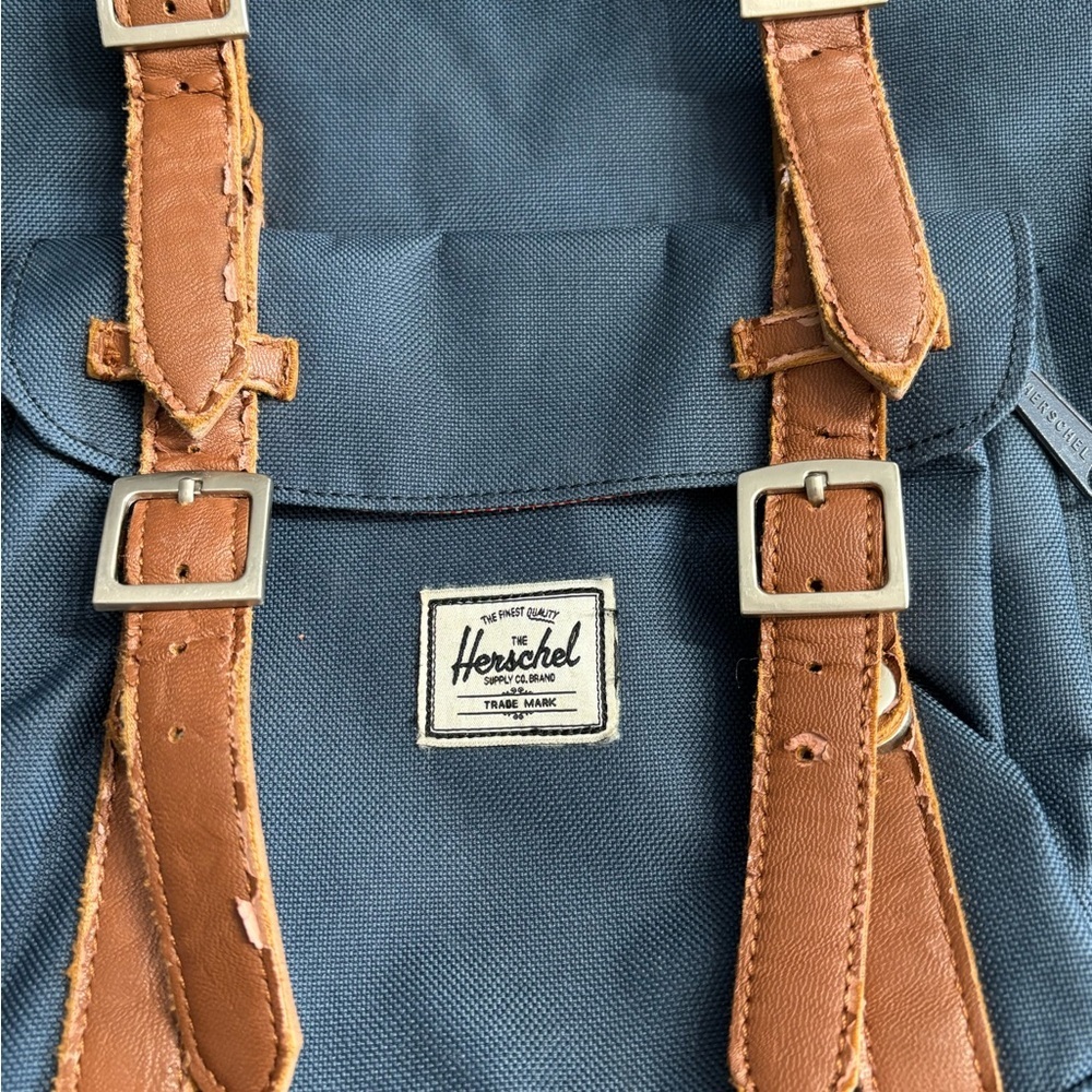 Herschel Supply Company Blue Backpack with Brown Straps - Picture 6 of 9
